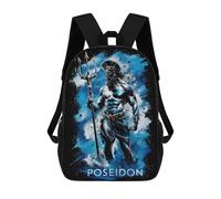 sinyumoney Kids School Backpack 3D Printed Poseidon Greek God Art Mythology Backpack Rucksack Sports Backpacks For Boys And Girls Fashion Knapsack 17inch