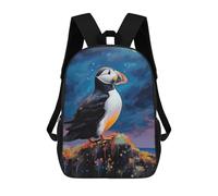 sinyumoney Kids School Backpack 3D Printed Puffin in The Moonlight Backpack Rucksack Sports Backpacks For Boys And Girls Fashion Knapsack 17inch