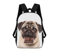 sinyumoney Kids School Backpack 3D Printed Pug with Chocolate Bar Backpack Rucksack Sports Backpacks For Boys And Girls Fashion Knapsack 17inch