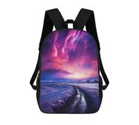 sinyumoney Kids School Backpack 3D Printed Purple Northern Lights Backpack Rucksack Sports Backpacks For Boys And Girls Fashion Knapsack 17inch