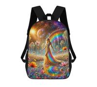 sinyumoney Kids School Backpack 3D Printed Rainbow Cosmic Garden 17 Inch Backpack Rucksack Sports Backpacks for Boys And Girls Fashion Knapsack