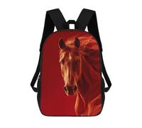 sinyumoney Kids School Backpack 3D Printed Red Horse Portrait 17 Inch Backpack Rucksack Sports Backpacks for Boys And Girls Fashion Knapsack