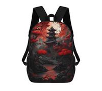 sinyumoney Kids School Backpack 3D Printed Red Moon Japan Backpack Rucksack Sports Backpacks For Boys And Girls Fashion Knapsack 17inch