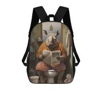 sinyumoney Kids School Backpack 3D Printed Rhino Bathroom Decor Backpack Rucksack Sports Backpacks for Boys And Girls Fashion Knapsack 17inch