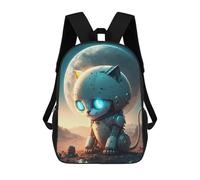 sinyumoney Kids School Backpack 3D Printed Robotic Cat on Mars Backpack Rucksack Sports Backpacks For Boys And Girls Fashion Knapsack 17inch