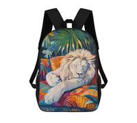 sinyumoney Kids School Backpack 3D Printed Sleeping White Lion Backpack Rucksack Sports Backpacks for Boys And Girls Fashion Knapsack 17inch