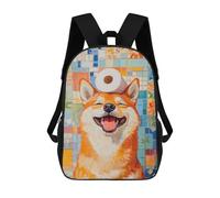 sinyumoney Kids School Backpack 3D Printed Smiling Shiba Inu with Toilet Paper Backpack Rucksack Sports Backpacks For Boys And Girls Fashion Knapsack 17inch