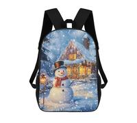 sinyumoney Kids School Backpack 3D Printed Snowman by Cozy Cottage Backpack Rucksack Sports Backpacks for Boys And Girls Fashion Knapsack 17inch
