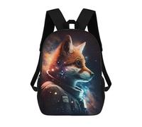 sinyumoney Kids School Backpack 3D Printed Space Fox Astronaut 17 Inch Backpack Rucksack Sports Backpacks for Boys And Girls Fashion Knapsack