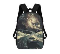 sinyumoney Kids School Backpack 3D Printed Space Highway Backpack Rucksack Sports Backpacks for Boys And Girls Fashion Knapsack 17inch