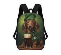 sinyumoney Kids School Backpack 3D Printed St Patrick Dachshund Backpack Rucksack Sports Backpacks For Boys And Girls Fashion Knapsack 17inch