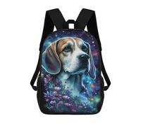 sinyumoney Kids School Backpack 3D Printed Starry Night Beagle with Flowers 17 Inch Backpack Rucksack Sports Backpacks for Boys And Girls Fashion Knapsack