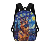 sinyumoney Kids School Backpack 3D Printed Starry Night German Dog Backpack Rucksack Sports Backpacks for Boys And Girls Fashion Knapsack 17inch