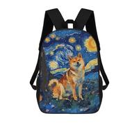 sinyumoney Kids School Backpack 3D Printed Starry Night Shiba Inu Backpack Rucksack Sports Backpacks For Boys And Girls Fashion Knapsack 17inch