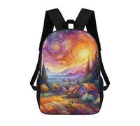 sinyumoney Kids School Backpack 3D Printed Starry Night Village V14 Backpack Rucksack Sports Backpacks for Boys And Girls Fashion Knapsack 17inch