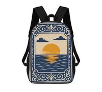 sinyumoney Kids School Backpack 3D Printed Sunset over The Ocean Illustration 17 Inch Backpack Rucksack Sports Backpacks for Boys And Girls Fashion Knapsack