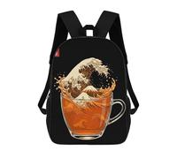 sinyumoney Kids School Backpack 3D Printed Tea Cup The Great Wave Backpack Rucksack Sports Backpacks For Boys And Girls Fashion Knapsack 17inch