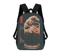 sinyumoney Kids School Backpack 3D Printed The Great Wave of Beer Backpack Rucksack Sports Backpacks For Boys And Girls Fashion Knapsack 17inch