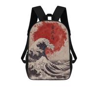 sinyumoney Kids School Backpack 3D Printed The Great Wave Vintage Backpack Rucksack Sports Backpacks for Boys And Girls Fashion Knapsack 17inch