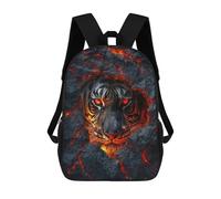 sinyumoney Kids School Backpack 3D Printed Tiger Eyes Glowing in Lava 17 Inch Backpack Rucksack Sports Backpacks for Boys And Girls Fashion Knapsack