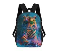 sinyumoney Kids School Backpack 3D Printed Tiger In Colorful Paint Backpack Rucksack Sports Backpacks For Boys And Girls Fashion Knapsack 17inch