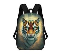 sinyumoney Kids School Backpack 3D Printed Tiger Portrait Golden Halo Backpack Rucksack Sports Backpacks For Boys And Girls Fashion Knapsack 17inch