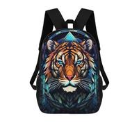 sinyumoney Kids School Backpack 3D Printed Tiger Stained Glass Backpack Rucksack Sports Backpacks for Boys And Girls Fashion Knapsack 17inch
