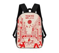 sinyumoney Kids School Backpack 3D Printed Tokyo Japan Cityscape Red And Beige Backpack Rucksack Sports Backpacks For Boys And Girls Fashion Knapsack 17inch