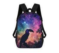 sinyumoney Kids School Backpack 3D Printed Toucan Silhouette Galaxy Backpack Rucksack Sports Backpacks for Boys And Girls Fashion Knapsack 17inch