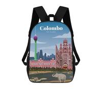 sinyumoney Kids School Backpack 3D Printed Travel to Colombo Backpack Rucksack Sports Backpacks for Boys And Girls Fashion Knapsack 17inch