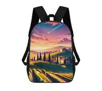 sinyumoney Kids School Backpack 3D Printed Tuscan Vineyard Village Backpack Rucksack Sports Backpacks For Boys And Girls Fashion Knapsack 17inch