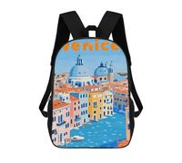 sinyumoney Kids School Backpack 3D Printed Venice Cityscape Illustration Backpack Rucksack Sports Backpacks For Boys And Girls Fashion Knapsack 17inch