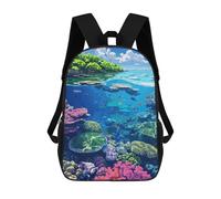 sinyumoney Kids School Backpack 3D Printed Vibrant Coral Reef Ecosystem Illustration Backpack Rucksack Sports Backpacks For Boys And Girls Fashion Knapsack 17inch