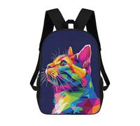 sinyumoney Kids School Backpack 3D Printed Vibrant Geometric Cat Backpack Rucksack Sports Backpacks For Boys And Girls Fashion Knapsack 17inch