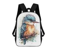 sinyumoney Kids School Backpack 3D Printed Watercolor Baby Kingfisher Backpack Rucksack Sports Backpacks for Boys And Girls Fashion Knapsack 17inch