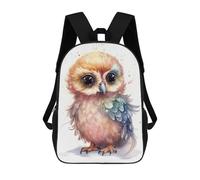 sinyumoney Kids School Backpack 3D Printed Watercolor Baby Owl Art Backpack Rucksack Sports Backpacks for Boys And Girls Fashion Knapsack 17inch