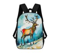 sinyumoney Kids School Backpack 3D Printed Watercolor Reindeer in Winter Backpack Rucksack Sports Backpacks For Boys And Girls Fashion Knapsack 17inch