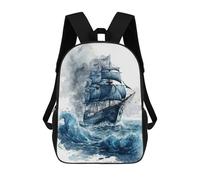 sinyumoney Kids School Backpack 3D Printed Watercolored Sailing Ship Backpack Rucksack Sports Backpacks For Boys And Girls Fashion Knapsack 17inch