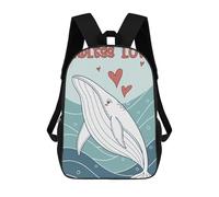 sinyumoney Kids School Backpack 3D Printed Whale Love Illustration Backpack Rucksack Sports Backpacks For Boys And Girls Fashion Knapsack 17inch