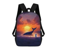 sinyumoney Kids School Backpack 3D Printed Whale Sunset with Dog Backpack Rucksack Sports Backpacks For Boys And Girls Fashion Knapsack 17inch