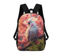 sinyumoney Kids School Backpack 3D Printed White Cockatoo Backpack Rucksack Sports Backpacks for Boys And Girls Fashion Knapsack 17inch