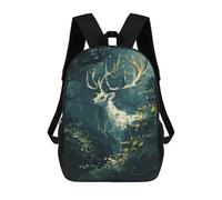 sinyumoney Kids School Backpack 3D Printed White Deer in Jungle Backpack Rucksack Sports Backpacks For Boys And Girls Fashion Knapsack 17inch
