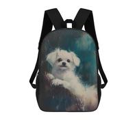 sinyumoney Kids School Backpack 3D Printed White Dog Portrait Backpack Rucksack Sports Backpacks for Boys And Girls Fashion Knapsack 17inch
