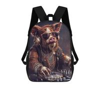 sinyumoney Kids School Backpack 3D Printed Wild Hog DJ Backpack Rucksack Sports Backpacks For Boys And Girls Fashion Knapsack 17inch