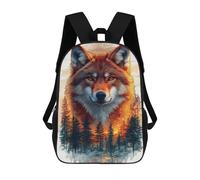 sinyumoney Kids School Backpack 3D Printed Wolf And Forest Digital Art 17 Inch Backpack Rucksack Sports Backpacks for Boys And Girls Fashion Knapsack