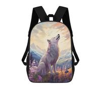 sinyumoney Kids School Backpack 3D Printed Wolf Howling at Sunset Backpack Rucksack Sports Backpacks for Boys And Girls Fashion Knapsack 17inch