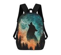 sinyumoney Kids School Backpack 3D Printed Wolf Howling at The Moon Backpack Rucksack Sports Backpacks For Boys And Girls Fashion Knapsack 17inch