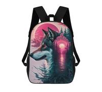 sinyumoney Kids School Backpack 3D Printed Wolf Pink Splash Backpack Rucksack Sports Backpacks For Boys And Girls Fashion Knapsack 17inch