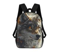 sinyumoney Kids School Backpack 3D Printed Wolf with Fiery Eyes Backpack Rucksack Sports Backpacks For Boys And Girls Fashion Knapsack 17inch
