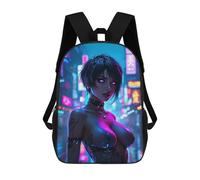 sinyumoney Kids School Backpack 3D Printed Woman in Neon City 17 Inch Backpack Rucksack Sports Backpacks for Boys And Girls Fashion Knapsack